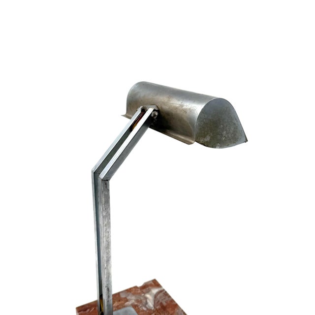 1930s Art Déco Aluminum Marble Desk Lamp For Sale - Image 12 of 14
