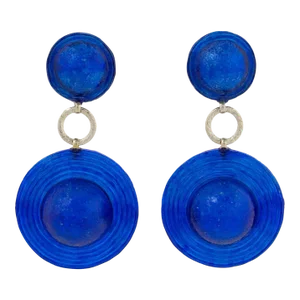 Francoise Montague by Cilea Resin Pair of Clip Earrings Dangle Cobalt Blue Hat