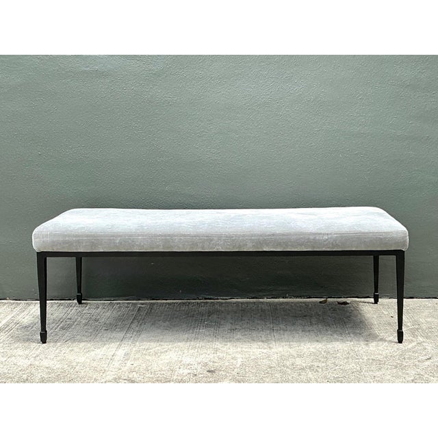 Vintage Bernhardt Upholstered Metal Frame Bench For Sale - Image 9 of 16