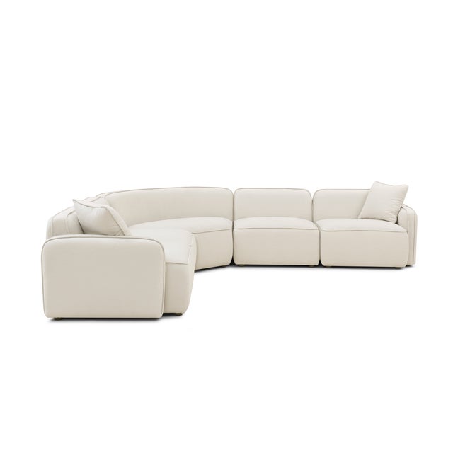 Boho Chic Travie 5-Piece Sand Upcycled Linen Modular Large L-Sectional For Sale - Image 3 of 6