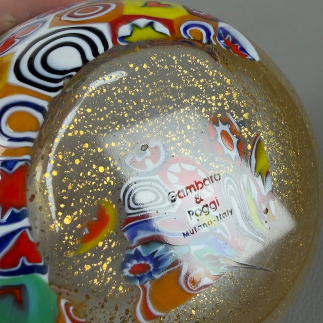 Millefiori Murano Glass Bottle with Gold Leaf and Murrine from Gambaro & Poggi, 1970s For Sale - Image 9 of 12