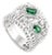 Bochic 925 Silver Green Zirconia Cocktail Wide Band Ring- Size 6 For Sale