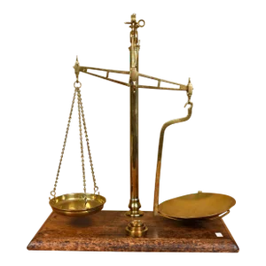19th Century French Freestanding Brass Tea Scale Mounted on Wooden Base
