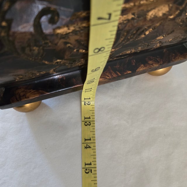 1980s Maitland Smith Ornate Hinged Mahogany Chest With Brass Ball Feet Leaf Finnial For Sale - Image 14 of 18