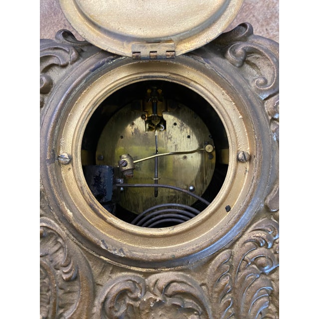 Bronze Early 20th Century Victorian Ansonia Bronze Clock With Cherub Pediment For Sale - Image 8 of 12