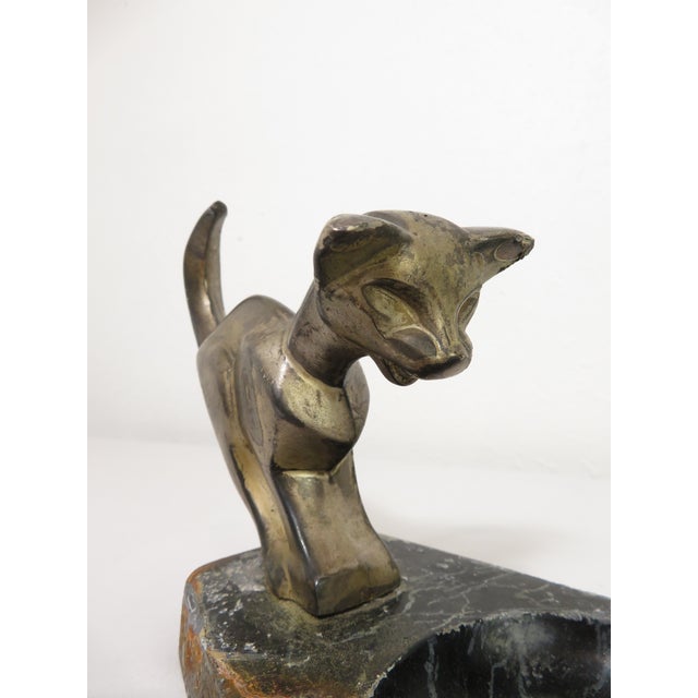 Art Deco Cubist Cat Sculpture Catchall Ashtray Bowl ~ Brutalist Mid Century Modern For Sale - Image 4 of 17
