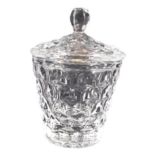 1980s Small Cut Glass Honey Pot With Matching Lid For Sale