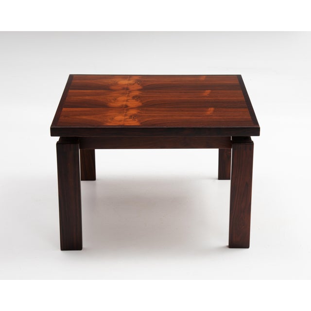 Trioh Danish Rosewood Square Floating Top Coffee Side Lamp Table 1979 For Sale - Image 4 of 11