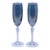 1980s Bijoux Blue Iridescent Champagne Flutes For Sale