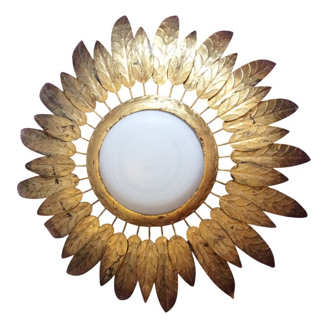 Golden Iron Ceiling Lamp from Ferro Art, 1960s For Sale