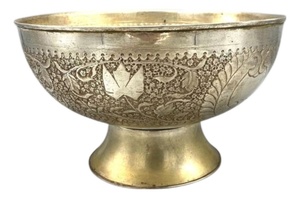 Japanese Silver-Plated Decorative Bowl on Foot, 1870s
