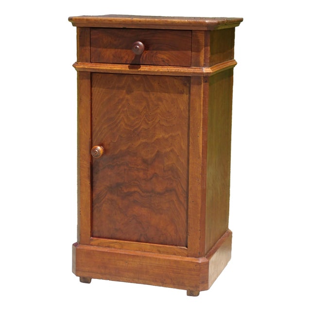 Louis Philippe Bedside Table in Walnut and Burr Walnut For Sale