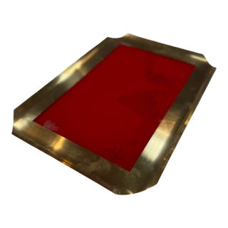 Vintage Bras Tray With Red Glass Insert For Sale