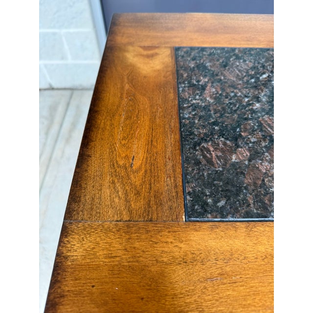 Traditional Wood Buffet With Stone-Inset Top and Wine Storage For Sale - Image 14 of 17