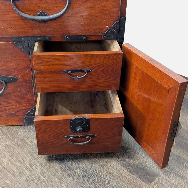 Japanese Nihonmatsu/Tansu Chest – Wooden Dresser With Iron Hardware For Sale - Image 15 of 17