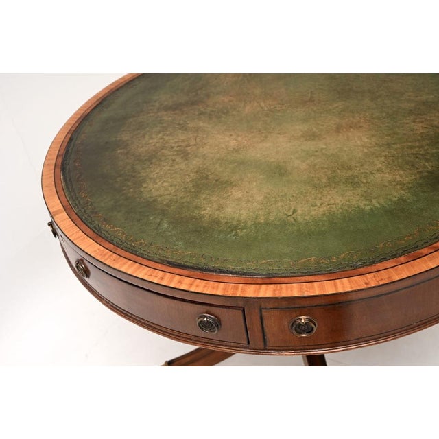 Antique Regency Leather Top Drum Table, 1890s For Sale - Image 6 of 11