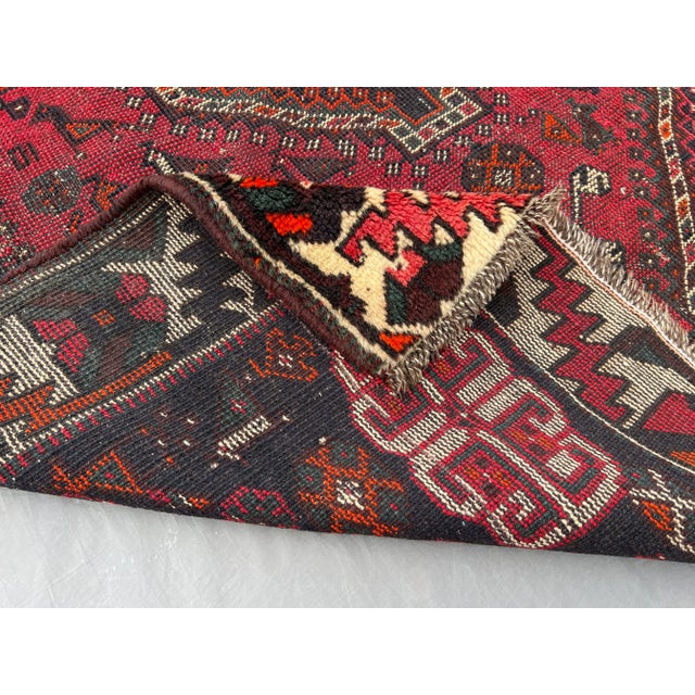 4'0" X 5'1" Antique Hand-Knotted Rug Low Pile Caucasian Tribal Rug For Sale - Image 9 of 10