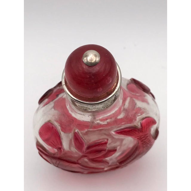 Antique Beijing Glass Snuff Bottle With Red Glass Overlay For Sale - Image 9 of 13
