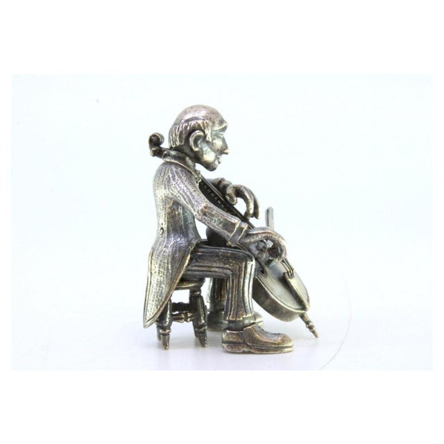Silver Figure of Musician Playing the Cello For Sale - Image 5 of 7