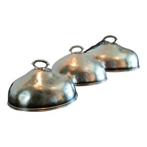 Early 20th Century Hotel Silver Graduated Food Domes - Set of 3