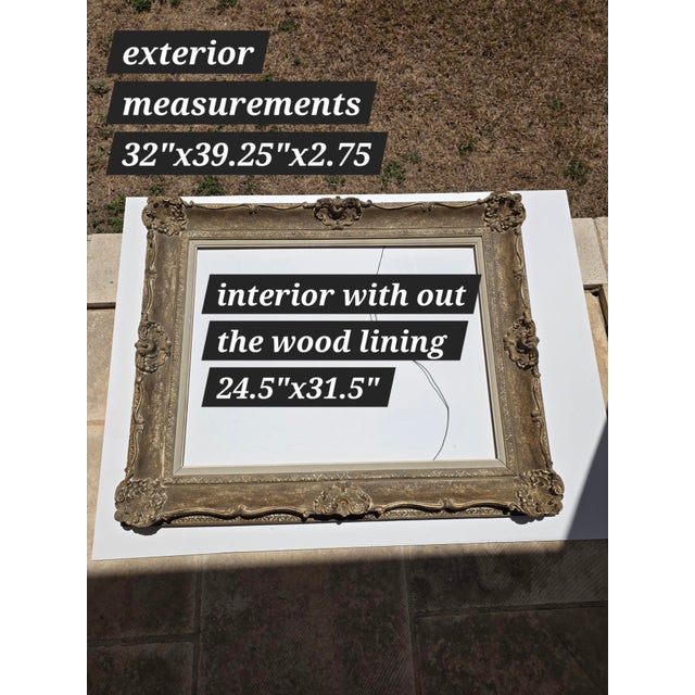 Antique Wood Frame With Carved Gesso Details and Painted Finish For Sale - Image 15 of 18