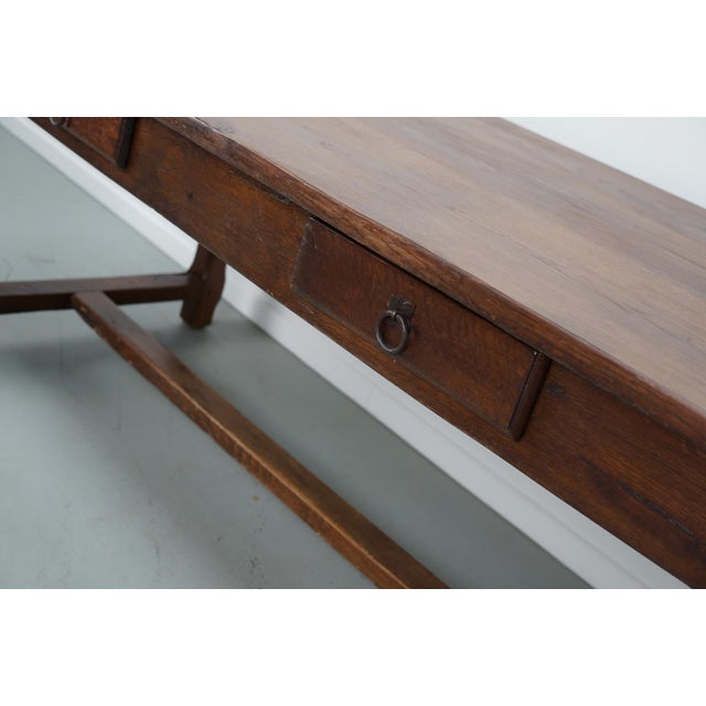 Early 20th Century French Rustic Oak & Elm Farmhouse Dining Table, 1890s For Sale - Image 5 of 18