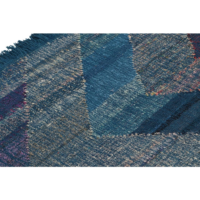 Rug & Kilim's Modern Kilim Wool Blue Purple and Gray Chevron Pattern For Sale In New York - Image 6 of 7