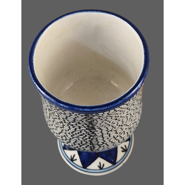 Late 20th Century Hand Painted Armenian Ceramic Communion Chalice Loaves & Fish Mosaic Motif Spiritual For Sale - Image 9 of 10