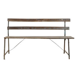 Garden Bench in Iron and Weathered Wood For Sale