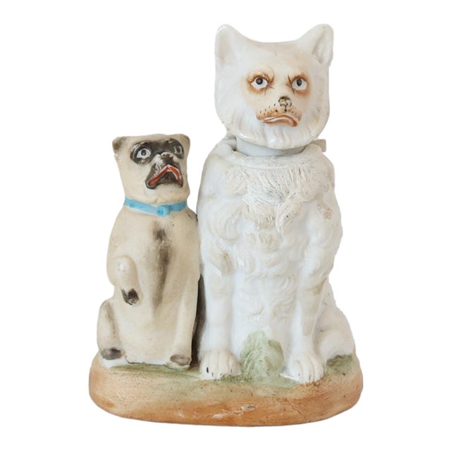 Antique Pug and Pomeranian "Nodder" Figure For Sale