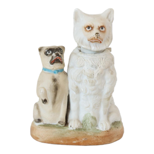 Antique Pug and Pomeranian "Nodder" Figure