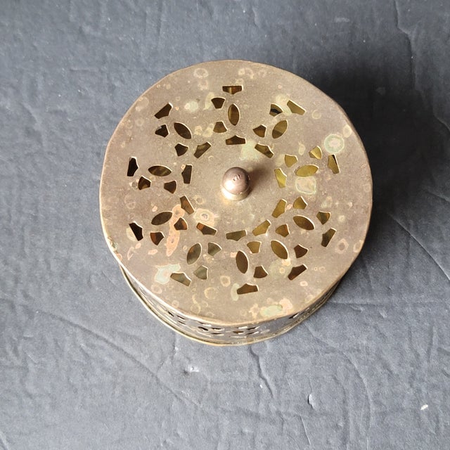 1970s Vintage Brass Cricket Box Trinket Box Incense Container For Sale - Image 4 of 7