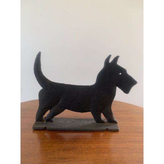 Black Antique Cast Iron Scottish Terrier Door Stop Boot Scrape, Circa 1920s For Sale - Image 8 of 8