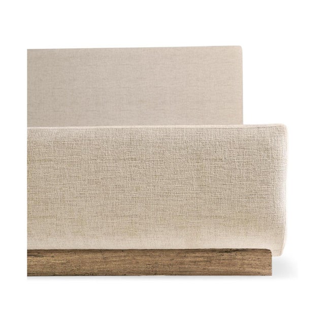 Not Yet Made - Made To Order Contemporary Upholstered Queen Bed with Wood Base For Sale - Image 5 of 7