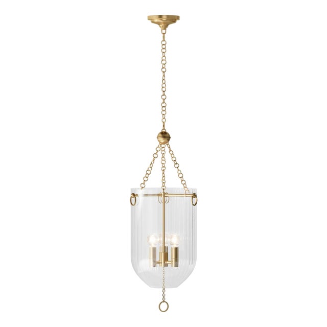 Regina Andrew Roxie Fluted Glass Pendant, Natural Brass For Sale