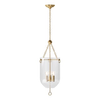 Roxie Fluted Glass Pendant, Natural Brass For Sale