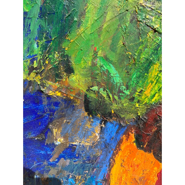 Late 20th Century Vintage Fauvist Figurative Painting of Mother & Daughter For Sale - Image 9 of 13