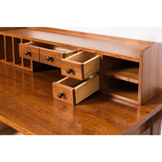Wood Mission Style Library Table With Removable Organizer - Micheal Cherry For Sale - Image 7 of 9
