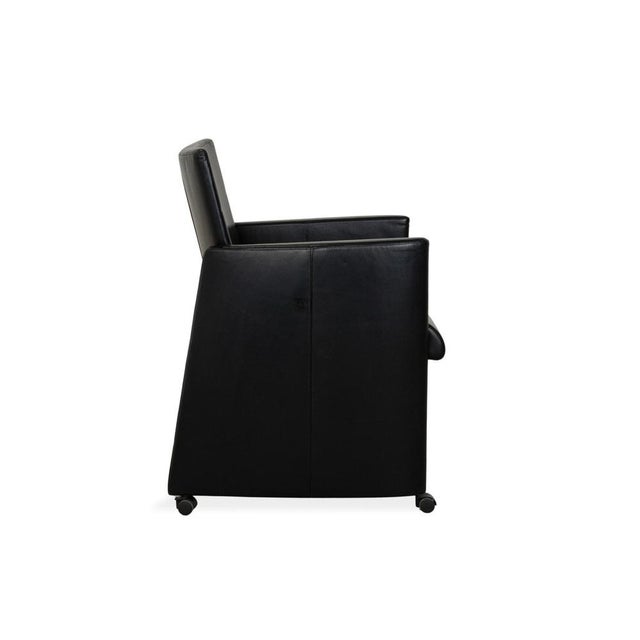 Artanova Leather Chairs in Black with Castors, Set of 4 For Sale - Image 9 of 13