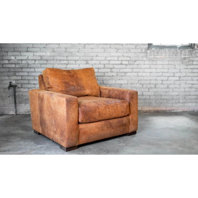 Restoration Hardware Destroyed Italian Leather Maxwell Chair For Sale - Image 10 of 18