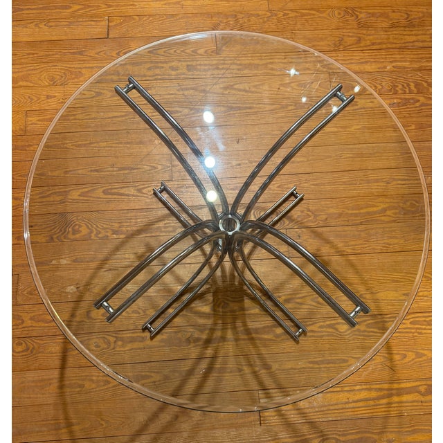 1970’s Chrome & Glass Table For Sale - Image 11 of 12