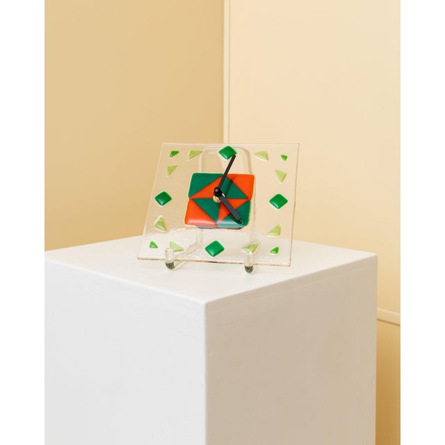 Vintage Glass Wall Clock, Italy, 1980s For Sale - Image 11 of 12