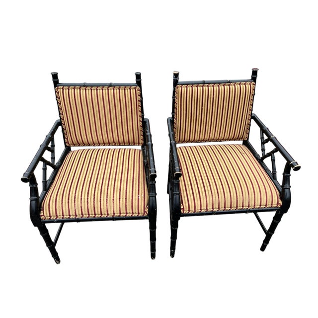 Mid 20th Century Set 4 Faux Bamboo Armchairs For Sale - Image 16 of 18