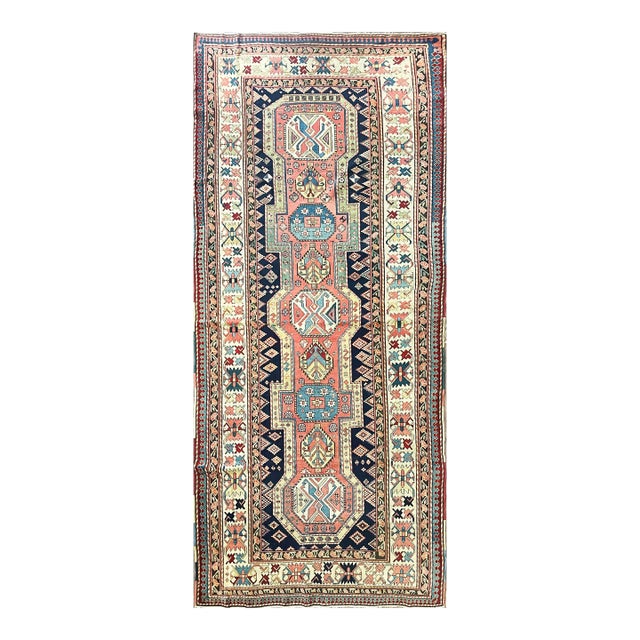 Antique Caucasian Seychour Rug, 4'6" × 10'4" For Sale
