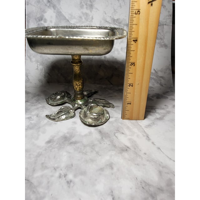 Silver and Brass Pedestal Soap Dish Floral Motifs For Sale - Image 10 of 12