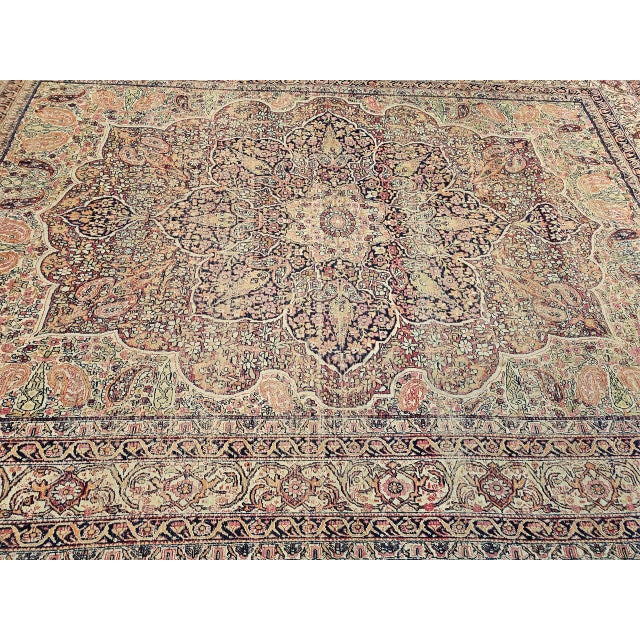 19th Century Persian Kerman Lavar Rug, Hand-Knotted Wool, Floral Design, Ivory & Red, 8x11 For Sale - Image 9 of 18