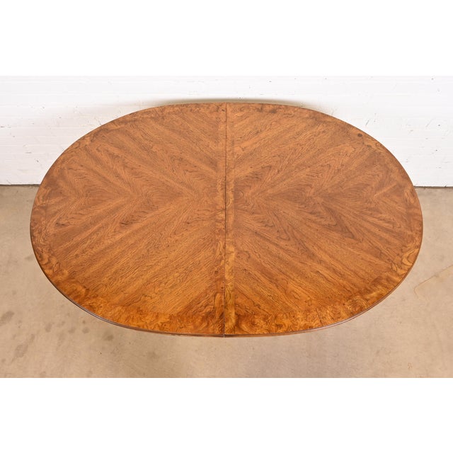 Thomasville French Regency Louis XVI Walnut and Burl Wood Extension Dining Table, Circa 1960s For Sale - Image 10 of 12