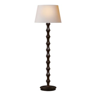 Visual Comfort Signature Bamboo Floor Lamp in Bamboo with Natural Paper Shade For Sale