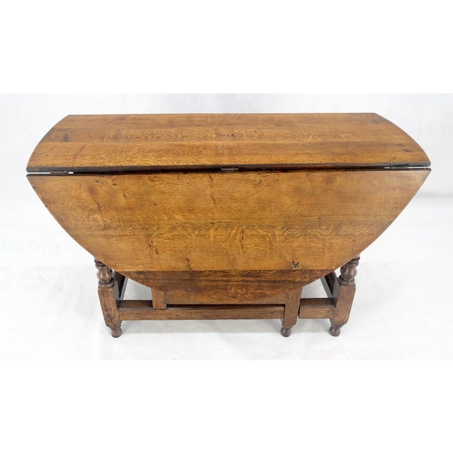 Solid Tiger Oak Oval Drop Leaf Gate Leg Dining Table Clean! For Sale - Image 14 of 18