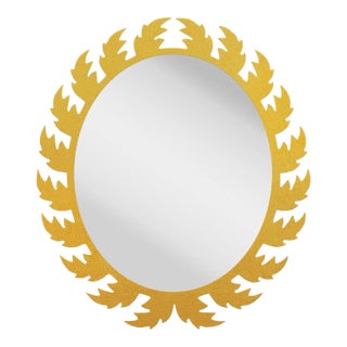 Fleur Home Audubon Oval Mirror in Gold Leaf, 32x37 For Sale